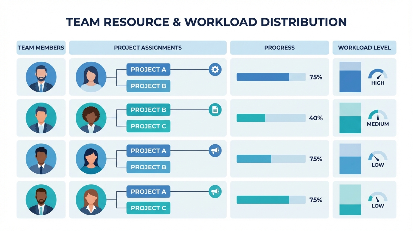 Resource allocation and team workload tracking interface